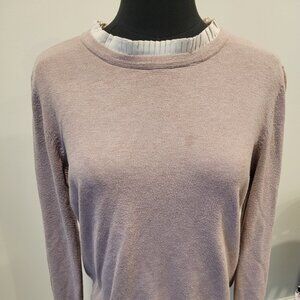 Vila Milano Pink with White Ruffle Sweater